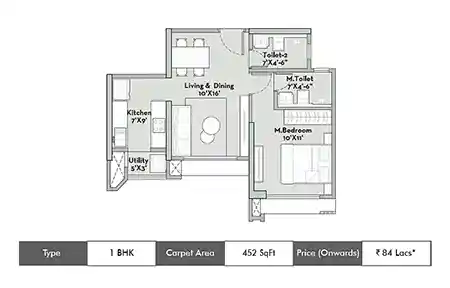 1 BHK 452 SqFt